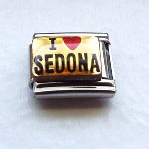 I heart Sedona on gold enamel 9mm stainless steel italian charm bracelet link